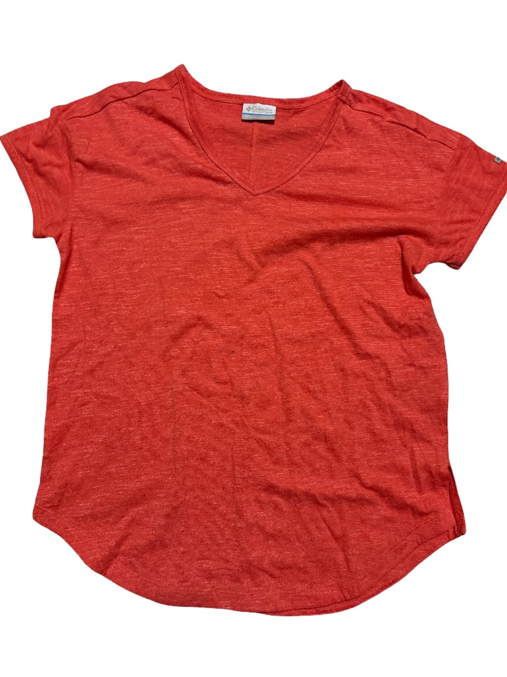 Columbia Women's Coral-Orange V-Neck Short Sleeve Tee
